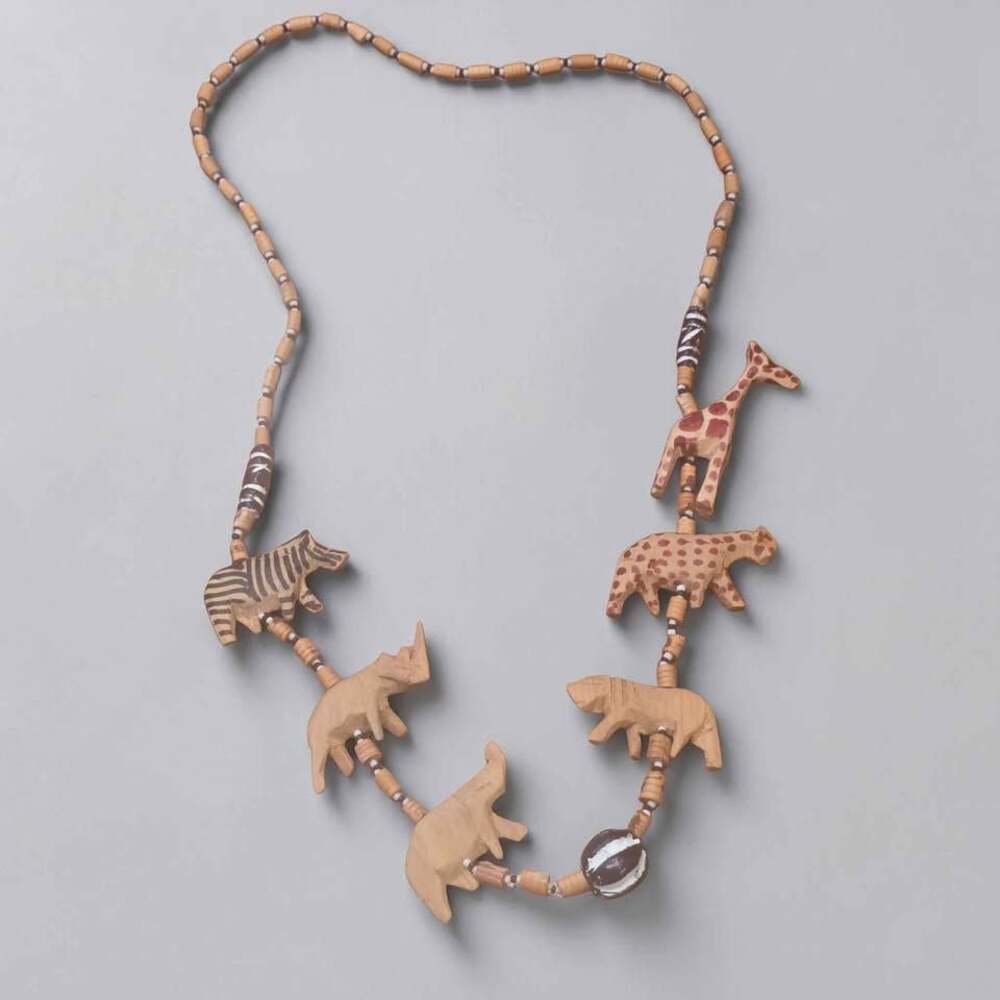 Hand-Carved Wooden Safari Animal Necklace